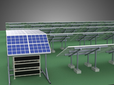 SOLAR PANEL POWER STATION PLANT GENERATION ARRAY ROW FIELD FARM 3D Model