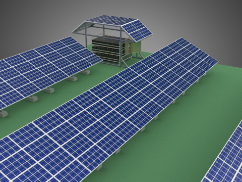 SOLAR PANEL POWER STATION PLANT GENERATION ARRAY ROW FIELD FARM 3D Model