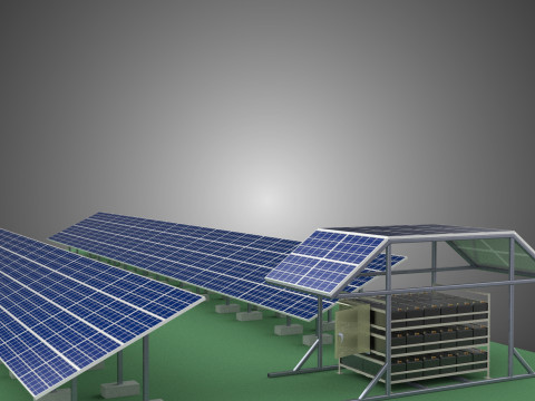 SOLAR PANEL POWER STATION PLANT GENERATION ARRAY ROW FIELD FARM 3D Model