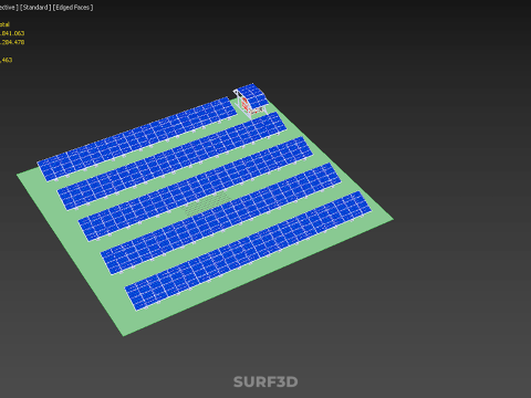 SOLAR PANEL POWER STATION PLANT GENERATION ARRAY ROW FIELD FARM 3D Model