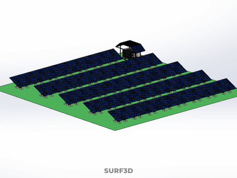 SOLAR PANEL POWER STATION PLANT GENERATION ARRAY ROW FIELD FARM 3D Model
