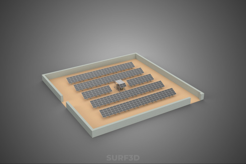 SOLAR PANEL POWER LAYOUT SITE INFRASTRUCTURE ENERGY PHOTOVOLTAIC Modèle 3D .c4d .max .obj .3ds .fbx .stl .blend