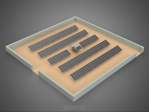 SOLAR PANEL POWER LAYOUT SITE INFRASTRUCTURE ENERGY PHOTOVOLTAIC 3D Model