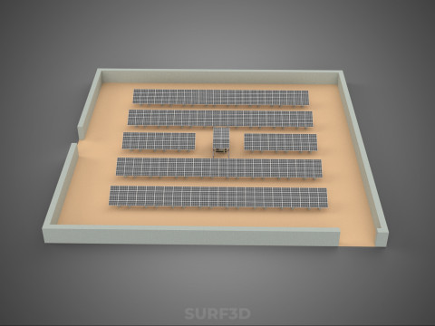 SOLAR PANEL POWER LAYOUT SITE INFRASTRUCTURE ENERGY PHOTOVOLTAIC Modèle 3D