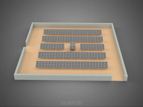 SOLAR PANEL POWER LAYOUT SITE INFRASTRUCTURE ENERGY PHOTOVOLTAIC 3D Model