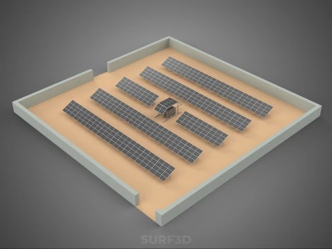 SOLAR PANEL POWER LAYOUT SITE INFRASTRUCTURE ENERGY PHOTOVOLTAIC 3D Model