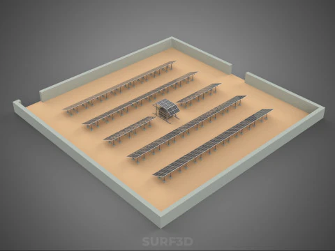 SOLAR PANEL POWER LAYOUT SITE INFRASTRUCTURE ENERGY PHOTOVOLTAIC 3D Model