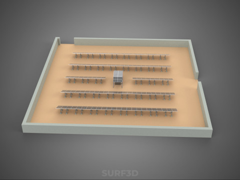 SOLAR PANEL POWER LAYOUT SITE INFRASTRUCTURE ENERGY PHOTOVOLTAIC Modèle 3D