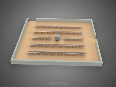 SOLAR PANEL POWER LAYOUT SITE INFRASTRUCTURE ENERGY PHOTOVOLTAIC 3D Model