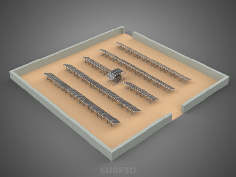 SOLAR PANEL POWER LAYOUT SITE INFRASTRUCTURE ENERGY PHOTOVOLTAIC Modèle 3D