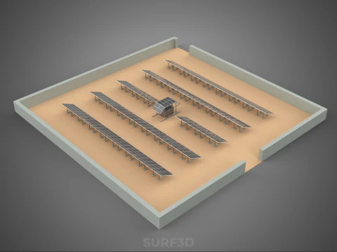 SOLAR PANEL POWER LAYOUT SITE INFRASTRUCTURE ENERGY PHOTOVOLTAIC 3D Model
