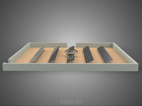 SOLAR PANEL POWER LAYOUT SITE INFRASTRUCTURE ENERGY PHOTOVOLTAIC 3D Model