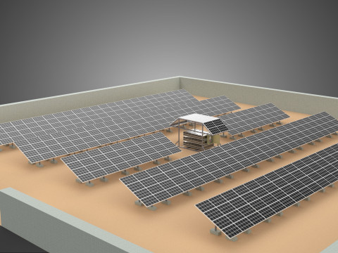 SOLAR PANEL POWER LAYOUT SITE INFRASTRUCTURE ENERGY PHOTOVOLTAIC Modèle 3D