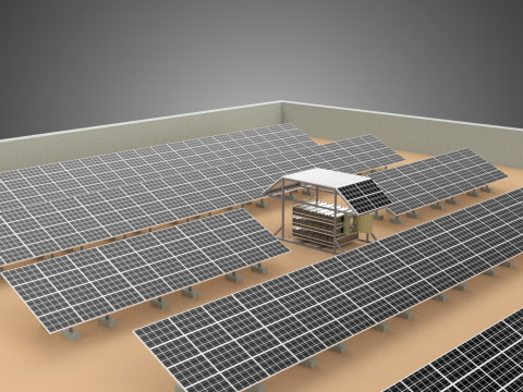 SOLAR PANEL POWER LAYOUT SITE INFRASTRUCTURE ENERGY PHOTOVOLTAIC Modèle 3D