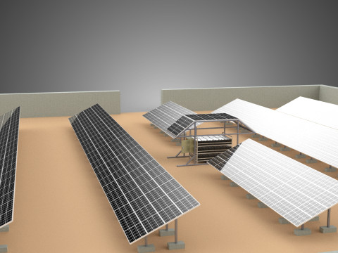 SOLAR PANEL POWER LAYOUT SITE INFRASTRUCTURE ENERGY PHOTOVOLTAIC Modèle 3D
