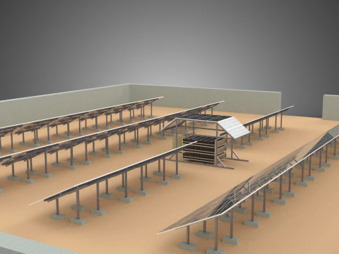 SOLAR PANEL POWER LAYOUT SITE INFRASTRUCTURE ENERGY PHOTOVOLTAIC 3D Model