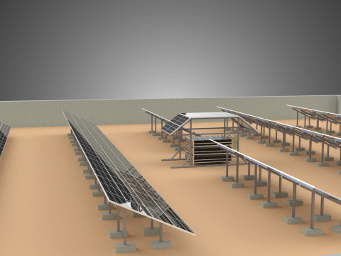 SOLAR PANEL POWER LAYOUT SITE INFRASTRUCTURE ENERGY PHOTOVOLTAIC Modèle 3D