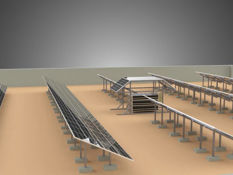 SOLAR PANEL POWER LAYOUT SITE INFRASTRUCTURE ENERGY PHOTOVOLTAIC 3D Model