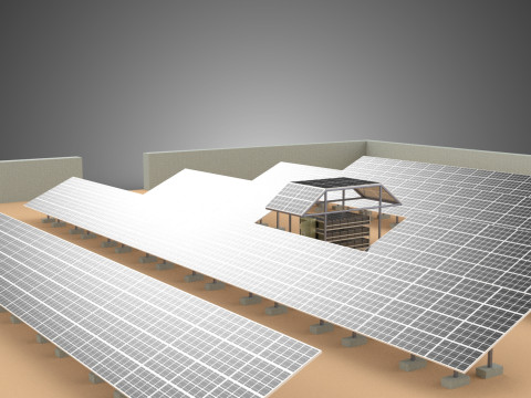 SOLAR PANEL POWER LAYOUT SITE INFRASTRUCTURE ENERGY PHOTOVOLTAIC Modèle 3D
