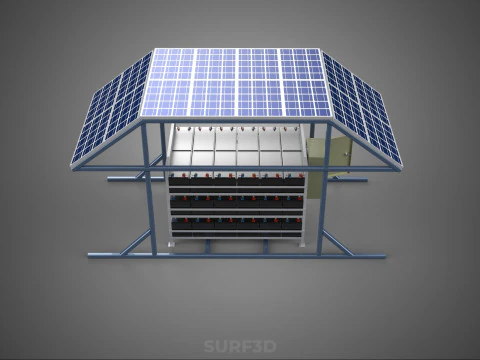 ENERGY POWER STATION SOLAR PANEL PV ARRAY RACK BATTERY BANK PACK 3D Model