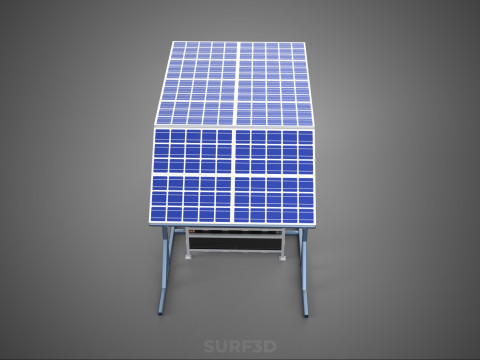 ENERGY POWER STATION SOLAR PANEL PV ARRAY RACK BATTERY BANK PACK 3D Model