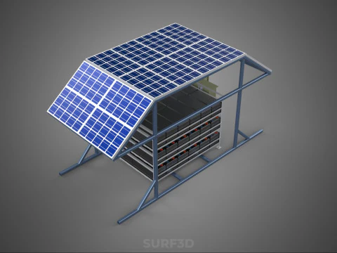 ENERGY POWER STATION SOLAR PANEL PV ARRAY RACK BATTERY BANK PACK 3D Model