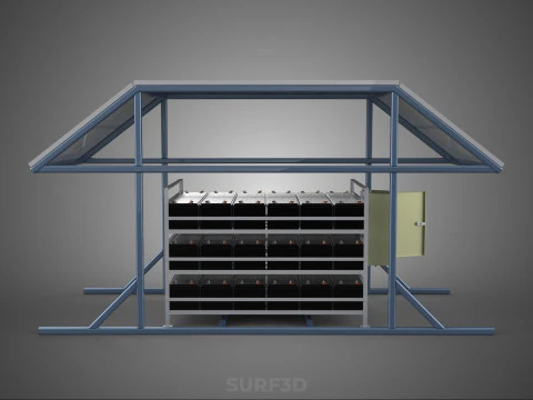 ENERGY POWER STATION SOLAR PANEL PV ARRAY RACK BATTERY BANK PACK 3D Model
