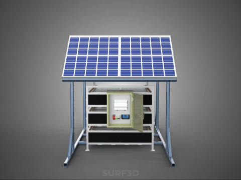 ENERGY POWER STATION SOLAR PANEL PV ARRAY RACK BATTERY BANK PACK 3D Model