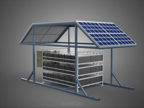ENERGY POWER STATION SOLAR PANEL PV ARRAY RACK BATTERY BANK PACK 3D Model