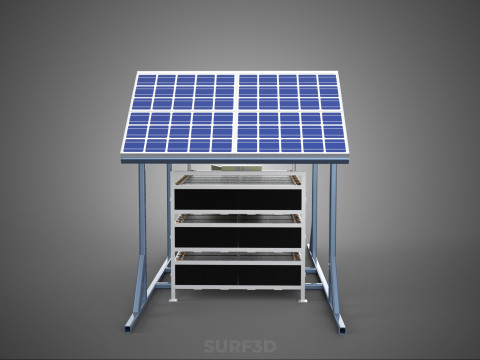 ENERGY POWER STATION SOLAR PANEL PV ARRAY RACK BATTERY BANK PACK 3D Model