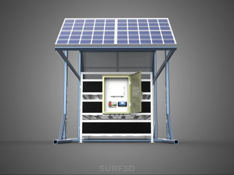 ENERGY POWER STATION SOLAR PANEL PV ARRAY RACK BATTERY BANK PACK 3D Model