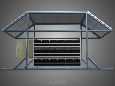 ENERGY POWER STATION SOLAR PANEL PV ARRAY RACK BATTERY BANK PACK 3D Model