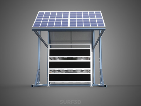 ENERGY POWER STATION SOLAR PANEL PV ARRAY RACK BATTERY BANK PACK 3D Model