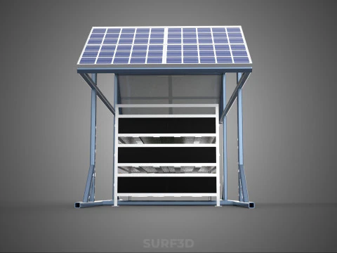 ENERGY POWER STATION SOLAR PANEL PV ARRAY RACK BATTERY BANK PACK 3D Model