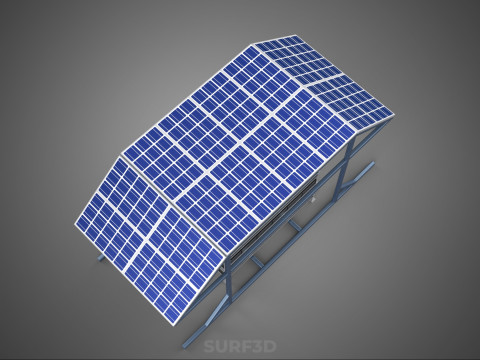 ENERGY POWER STATION SOLAR PANEL PV ARRAY RACK BATTERY BANK PACK 3D Model