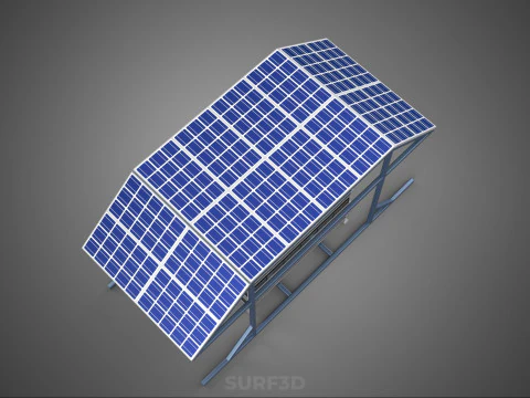 ENERGY POWER STATION SOLAR PANEL PV ARRAY RACK BATTERY BANK PACK 3D Model