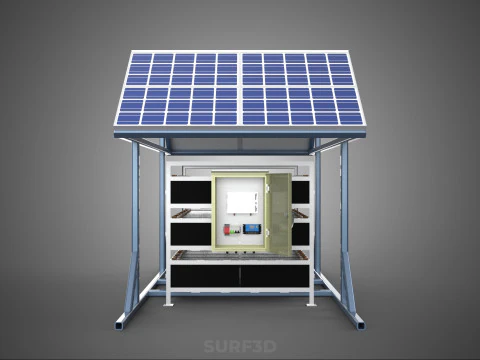 ENERGY POWER STATION SOLAR PANEL PV ARRAY RACK BATTERY BANK PACK 3D Model
