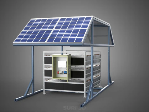 ENERGY POWER STATION SOLAR PANEL PV ARRAY RACK BATTERY BANK PACK 3D Model