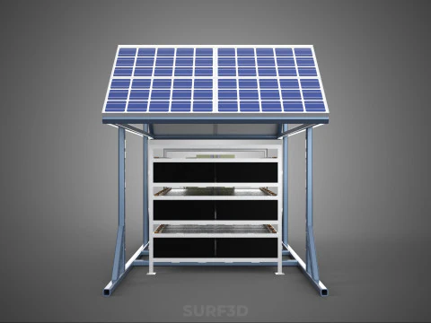 ENERGY POWER STATION SOLAR PANEL PV ARRAY RACK BATTERY BANK PACK 3D Model