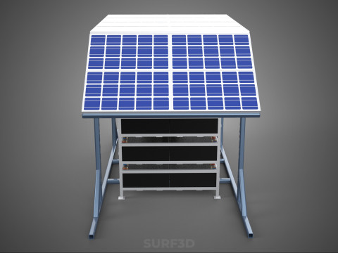 ENERGY POWER STATION SOLAR PANEL PV ARRAY RACK BATTERY BANK PACK 3D Model
