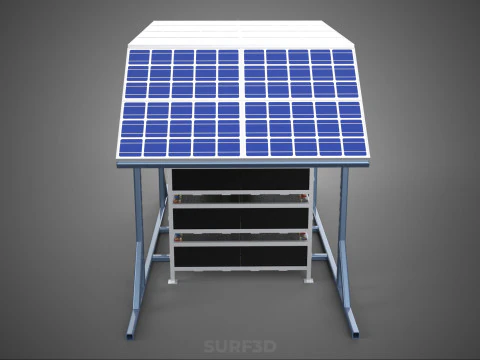 ENERGY POWER STATION SOLAR PANEL PV ARRAY RACK BATTERY BANK PACK 3D Model