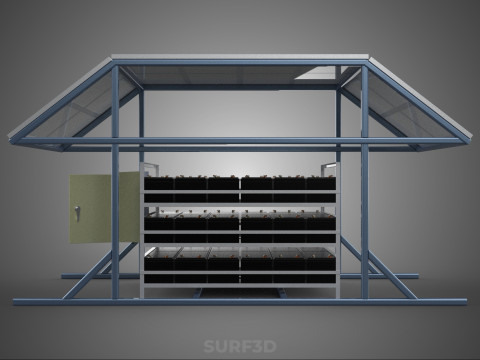 ENERGY POWER STATION SOLAR PANEL PV ARRAY RACK BATTERY BANK PACK 3D Model