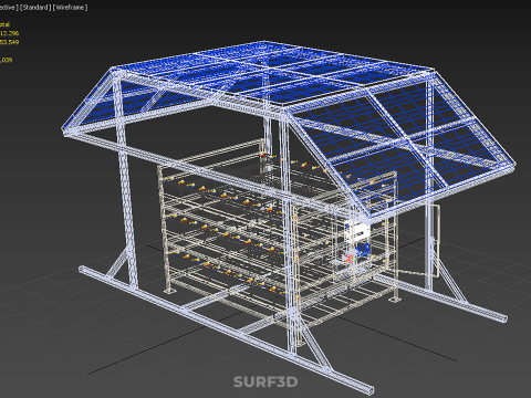 ENERGY POWER STATION SOLAR PANEL PV ARRAY RACK BATTERY BANK PACK 3D Model