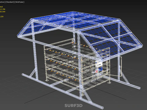 ENERGY POWER STATION SOLAR PANEL PV ARRAY RACK BATTERY BANK PACK 3D Model