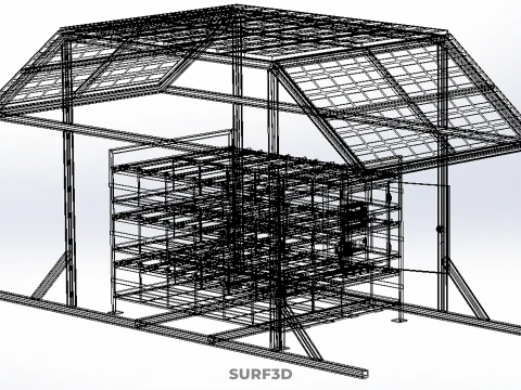 ENERGY POWER STATION SOLAR PANEL PV ARRAY RACK BATTERY BANK PACK 3D Model