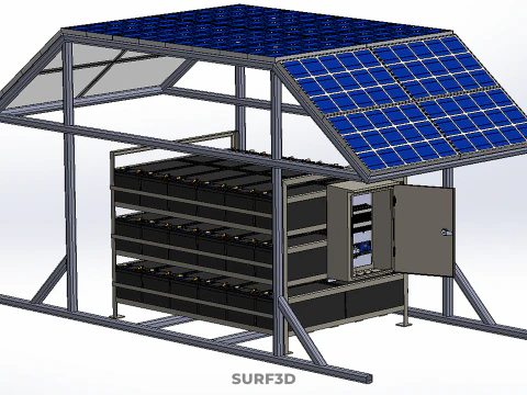 ENERGY POWER STATION SOLAR PANEL PV ARRAY RACK BATTERY BANK PACK 3D Model