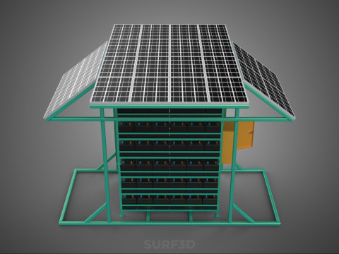 GENSET OFF GRID SOLAR PANEL POWER SYSTEM GENERATOR SET BATTERY Model 3D
