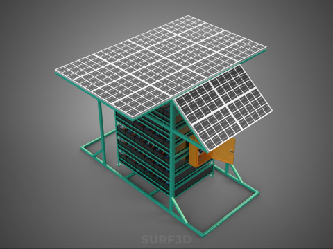 GENSET OFF GRID SOLAR PANEL POWER SYSTEM GENERATOR SET BATTERY 3D Model