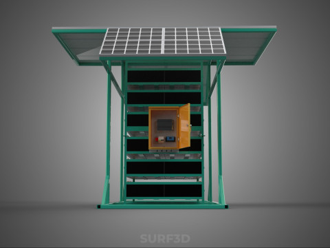 GENSET OFF GRID SOLAR PANEL POWER SYSTEM GENERATOR SET BATTERY 3D Model
