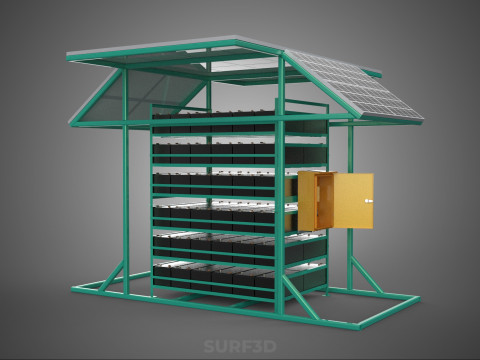 GENSET OFF GRID SOLAR PANEL POWER SYSTEM GENERATOR SET BATTERY 3D Model